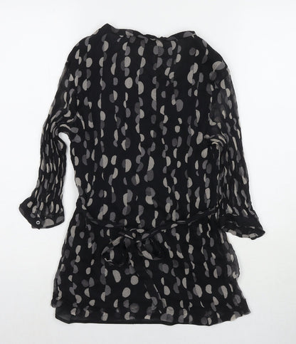 Zara Womens Black Polka Dot Silk Basic Blouse Size S Round Neck
