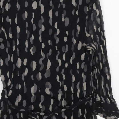 Zara Womens Black Polka Dot Silk Basic Blouse Size S Round Neck
