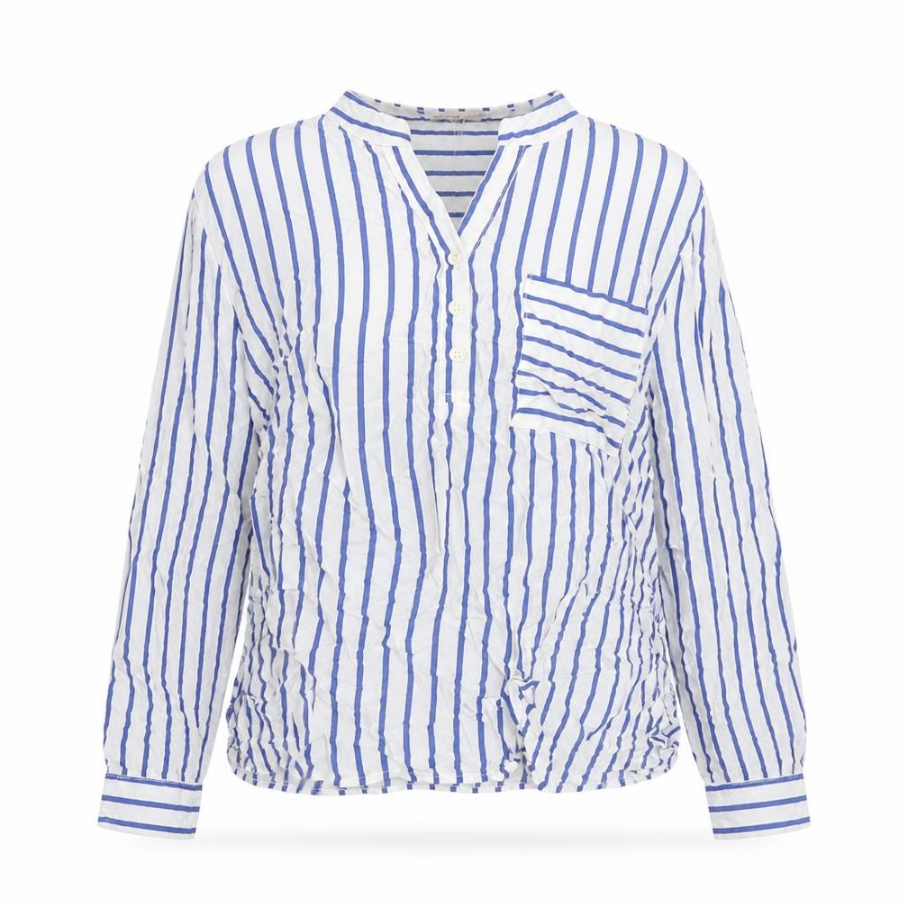 MSD Womens White Striped Viscose Basic Button-Up Size XL V-Neck