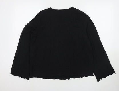 Marks & Spencer Womens Black Polyester Basic Blouse Size 14 Round Neck