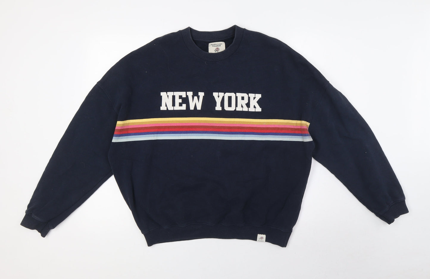 Pull&Bear Womens Blue Cotton Pullover Sweatshirt Size XS - New York