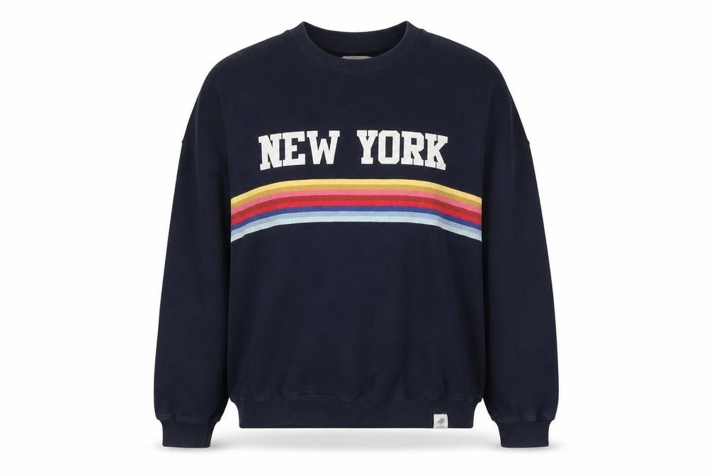 Pull&Bear Womens Blue Cotton Pullover Sweatshirt Size XS - New York