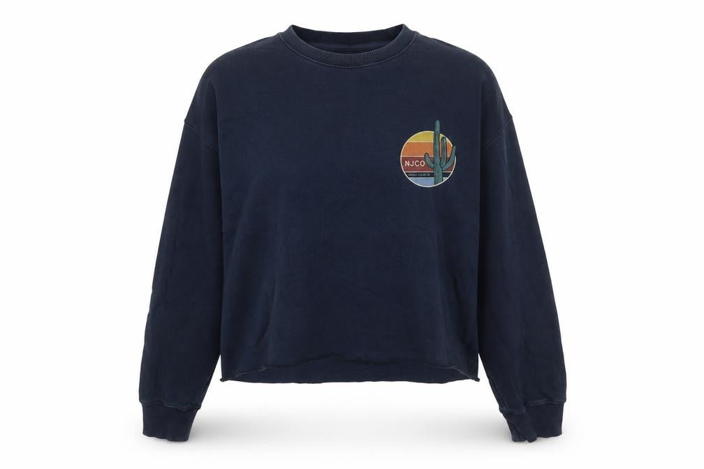 Nudie Womens Blue Cotton Pullover Sweatshirt Size XL - Raw Hem