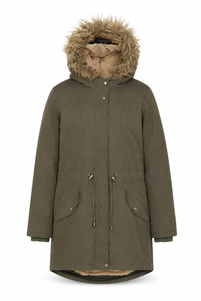 Oasis Womens Green Parka Coat Size S Zip - Removable Lining