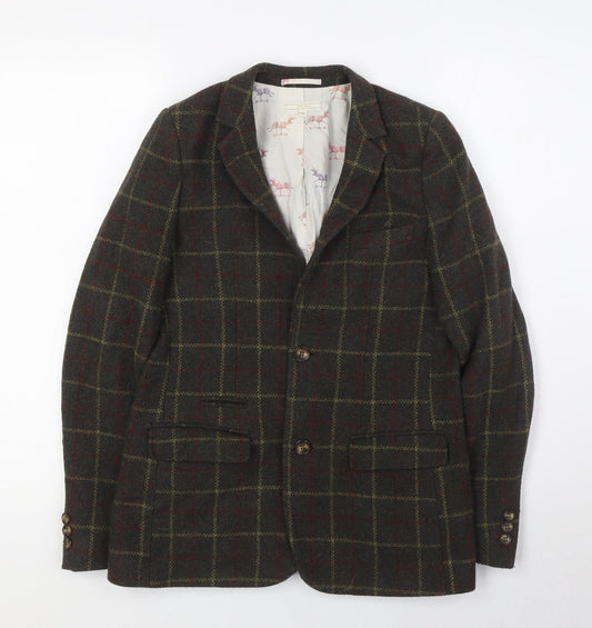 John Lewis Girls Green Check Jacket Size 12 Years Button
