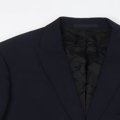 Close-up detail of Autograph men’s blue polyamide jacket suit jacket, size XL, regular