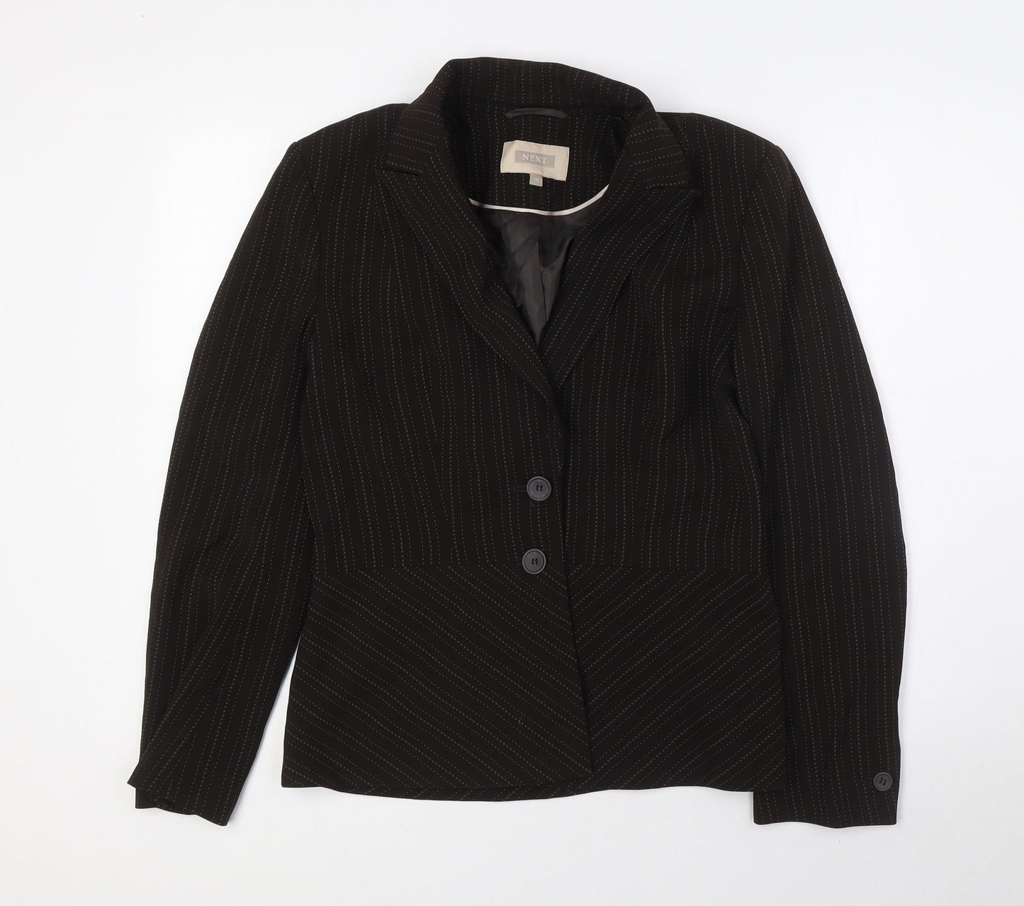 NEXT Womens Brown Jacket Size 10 Button - Pinstripe