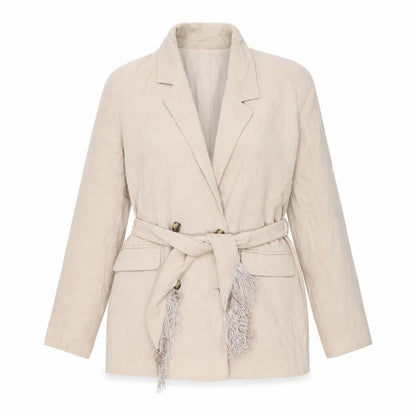 River Island Womens Beige Jacket Size 10 Button - Belted