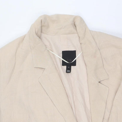 River Island Womens Beige Jacket Size 10 Button - Belted