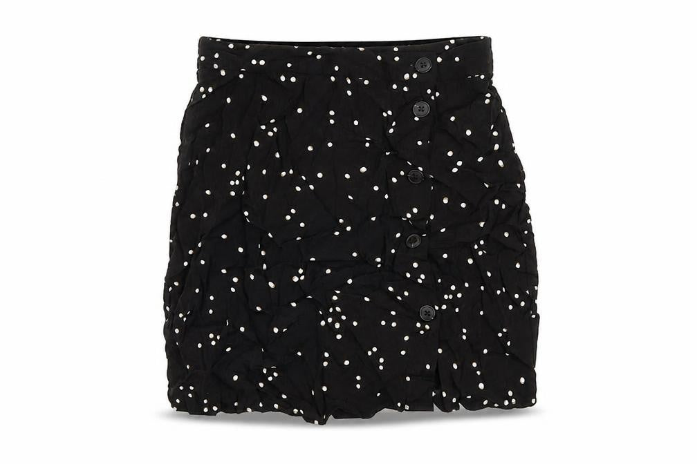 H&M Womens Black Animal Print Viscose Mini Skirt Size 6 Button
