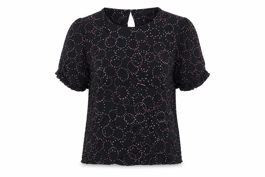 Marks & Spencer Womens Blue Polka Dot Viscose Basic Blouse Size 12 Round Neck