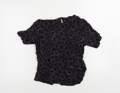 Marks & Spencer Womens Blue Polka Dot Viscose Basic Blouse Size 12 Round Neck