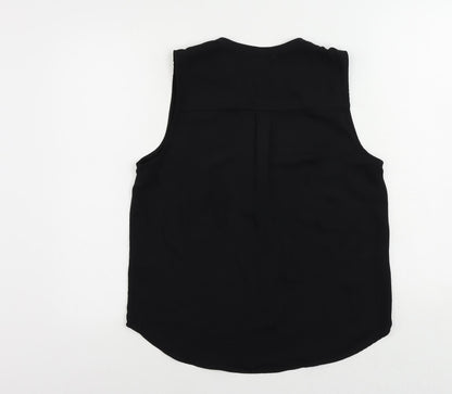 H&M Womens Black Polyester Basic Blouse Size 8 V-Neck