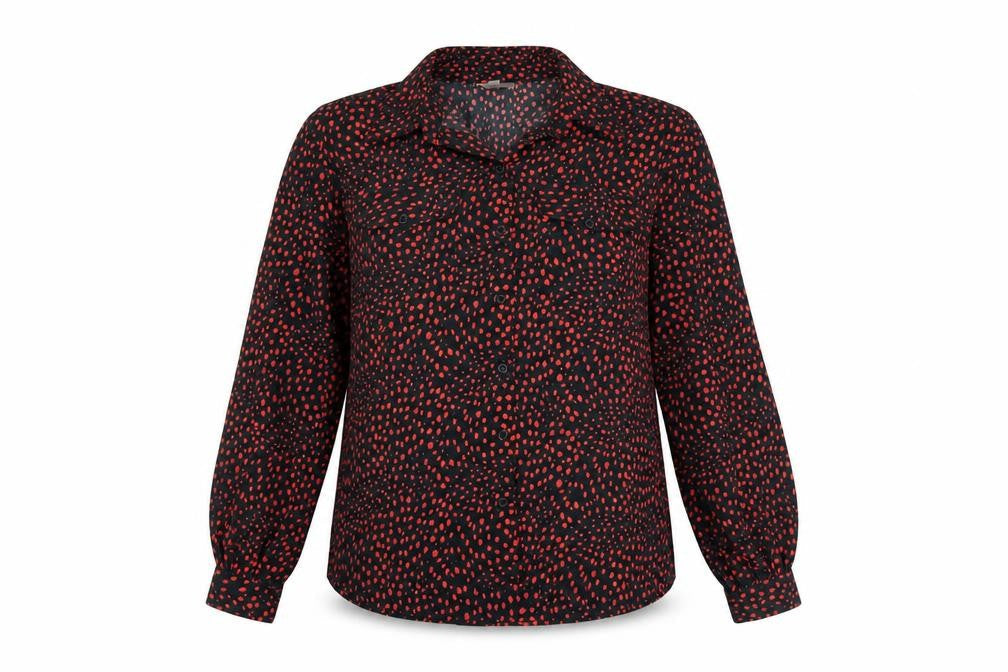 Topshop Womens Black Animal Print Polyester Basic Button-Up Size 10 Collared