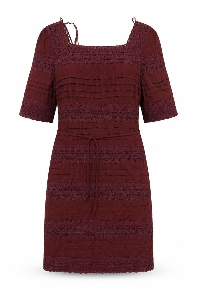 nice things Womens Purple Cotton Sheath Size 8 Square Neck Pullover - Lace Detail