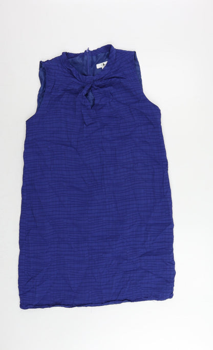 Country Casuals Womens Blue Polyester Shift Size 16 Round Neck Zip - Lined