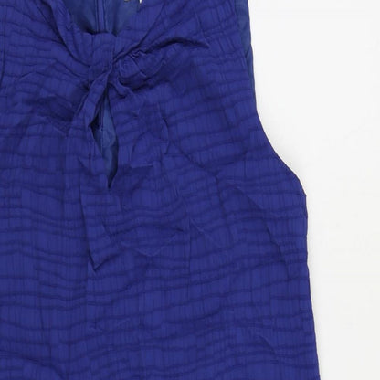 Country Casuals Womens Blue Polyester Shift Size 16 Round Neck Zip - Lined