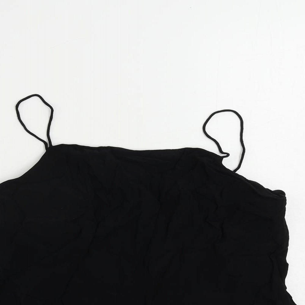 Warehouse Womens Black Viscose Camisole Tank Size M Square Neck