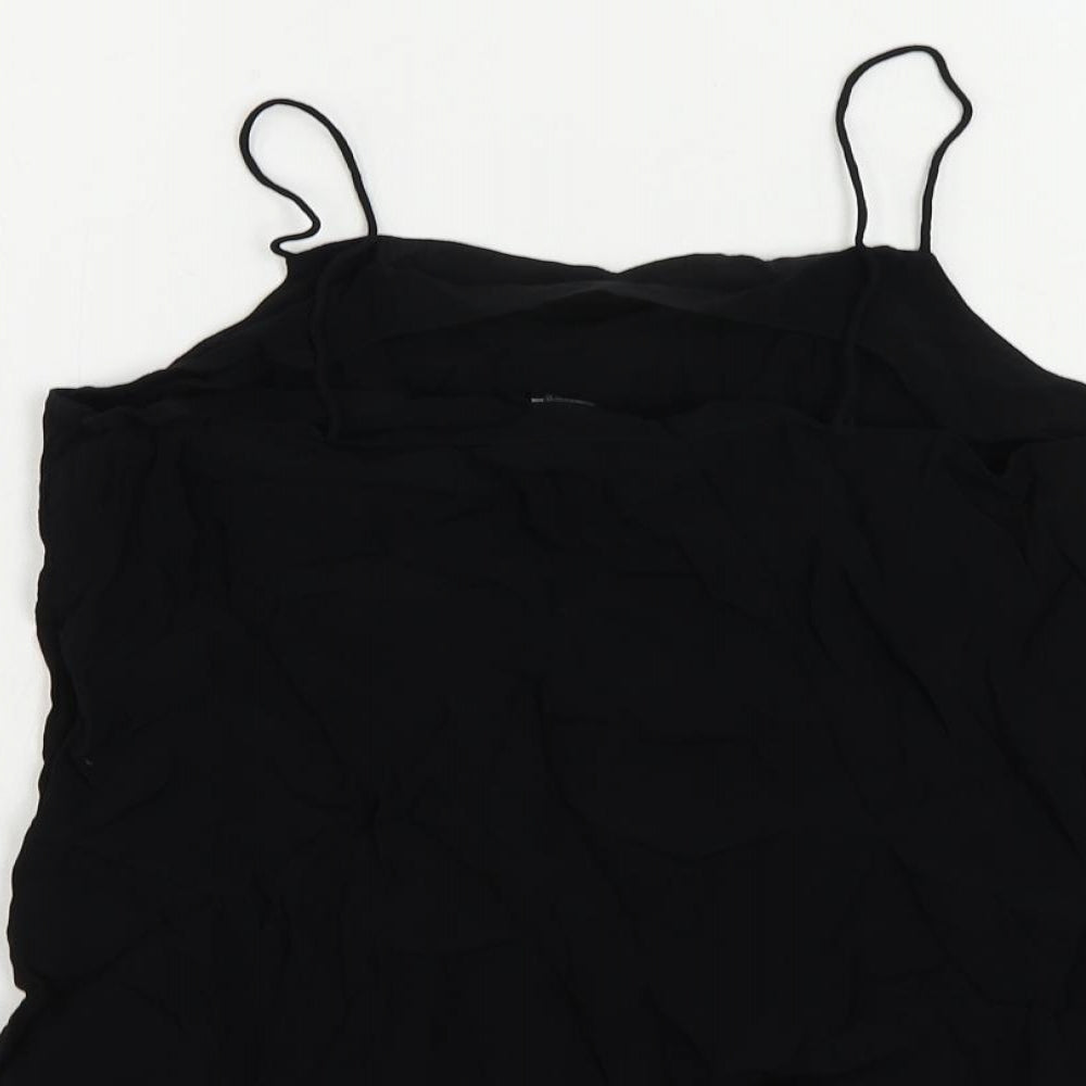 Warehouse Womens Black Viscose Camisole Tank Size M Square Neck