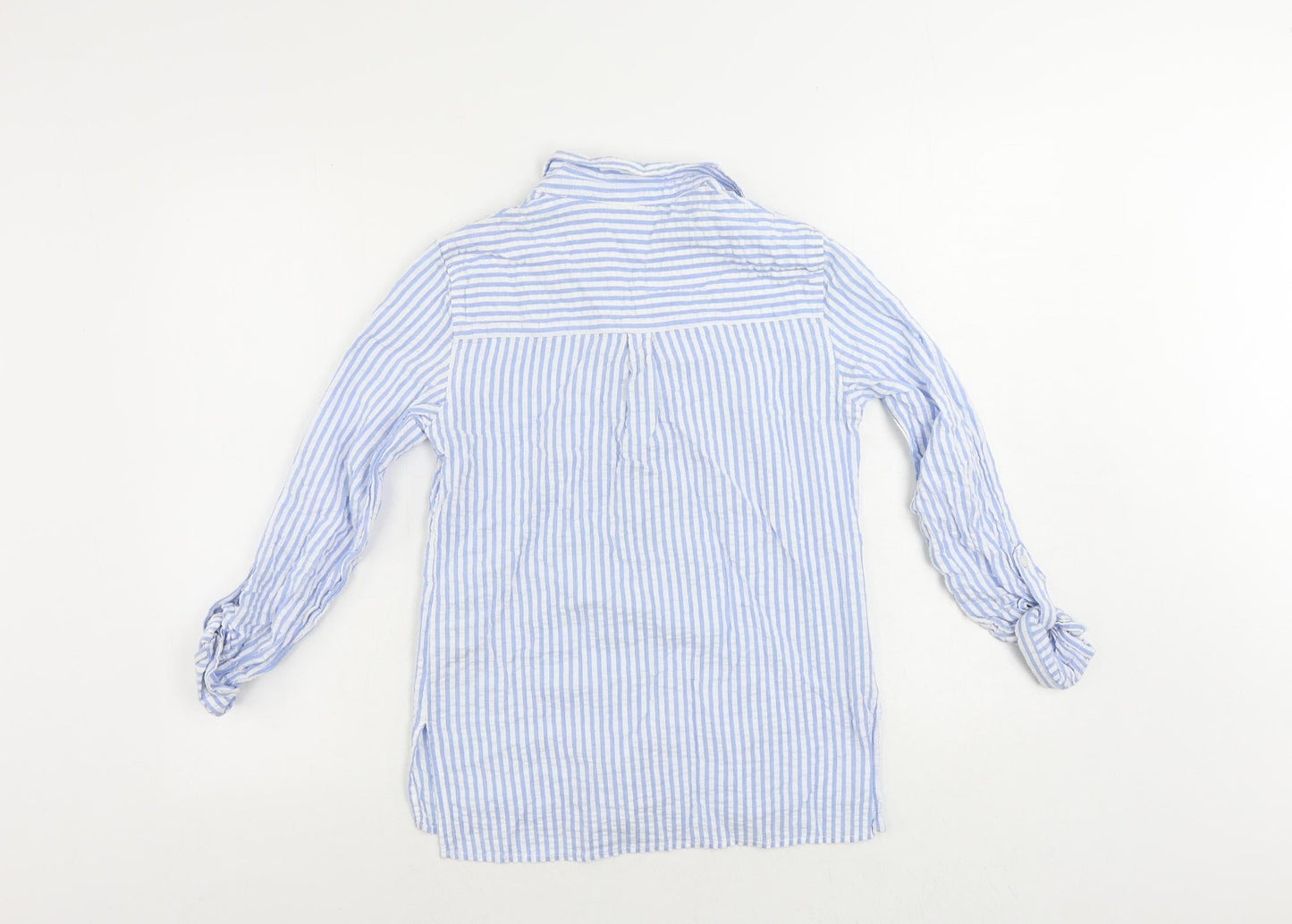 Dorothy Perkins Womens Blue Striped Cotton Basic Button-Up Size 8 Collared
