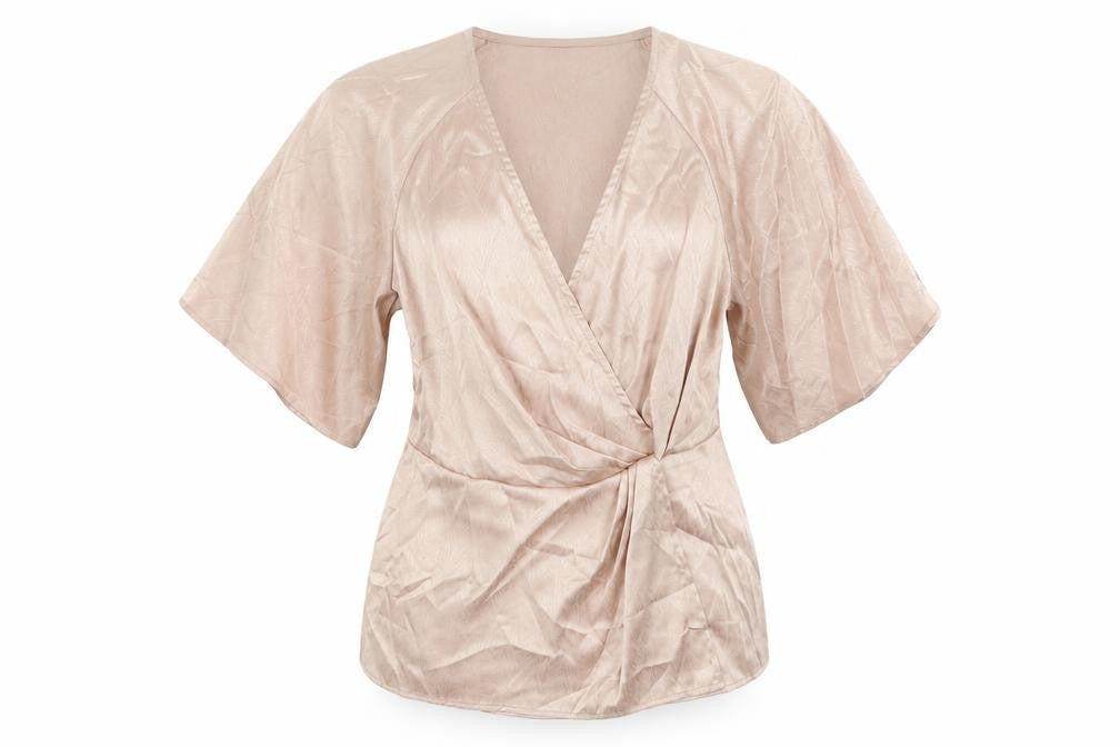 New Look Womens Pink Polyester Basic Blouse Size 8 V-Neck