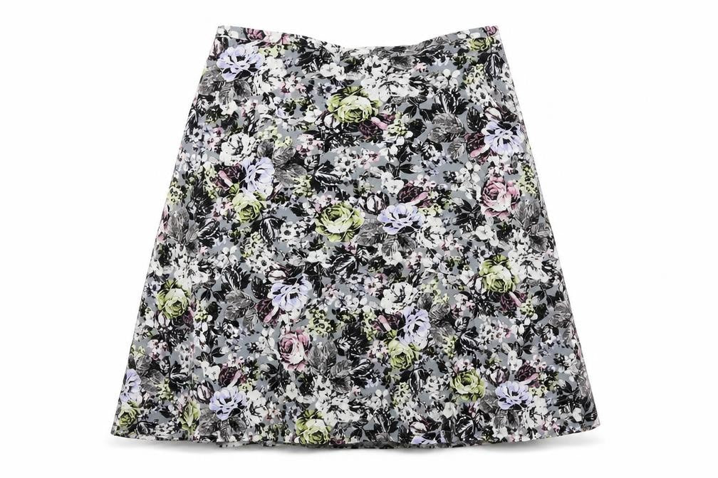 Marks & Spencer Womens Multicoloured Floral Viscose A-Line Skirt Size 10 Zip