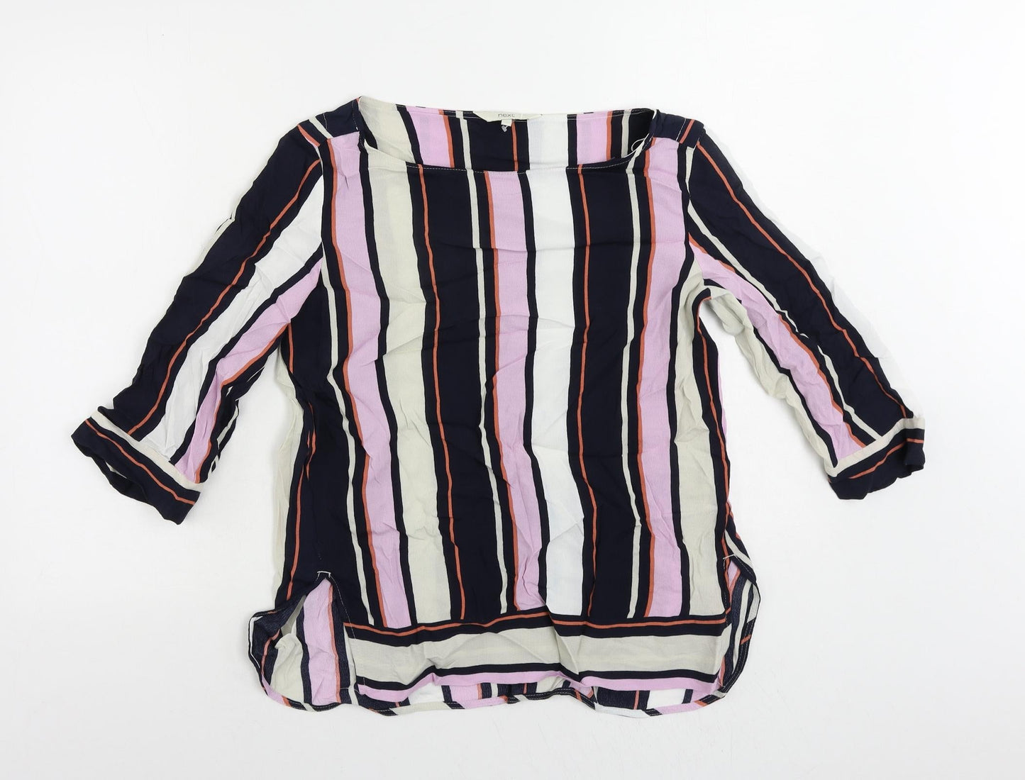 NEXT Womens Multicoloured Striped Viscose Basic Blouse Size 12 Boat Neck