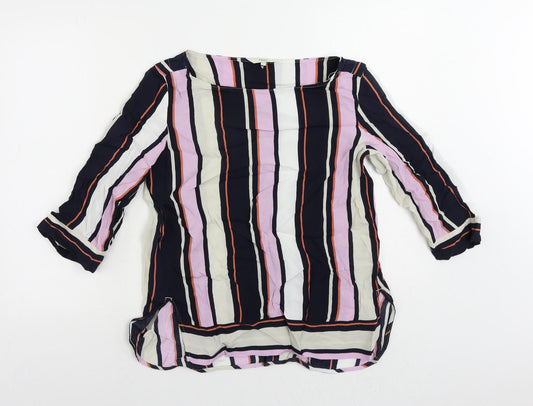 NEXT Womens Multicoloured Striped Viscose Basic Blouse Size 12 Boat Neck