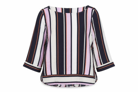 NEXT Womens Multicoloured Striped Viscose Basic Blouse Size 12 Boat Neck