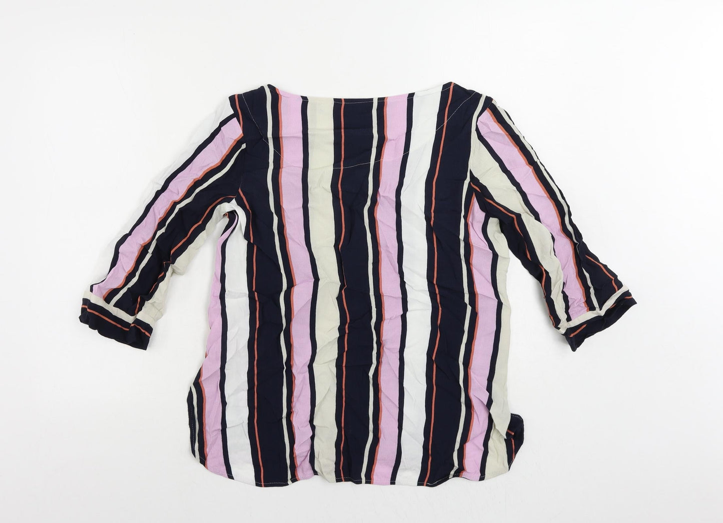 NEXT Womens Multicoloured Striped Viscose Basic Blouse Size 12 Boat Neck