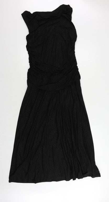 Klass Womens Black Polyester Sheath Size 14 Cowl Neck Zip - Ruched