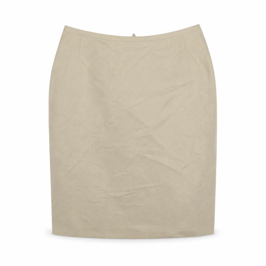 St Michael Womens Beige Polyester Straight & Pencil Skirt Size 18 Zip - Vintage