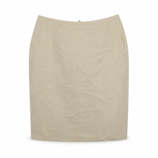St Michael Womens Beige Polyester Straight & Pencil Skirt Size 18 Zip - Vintage
