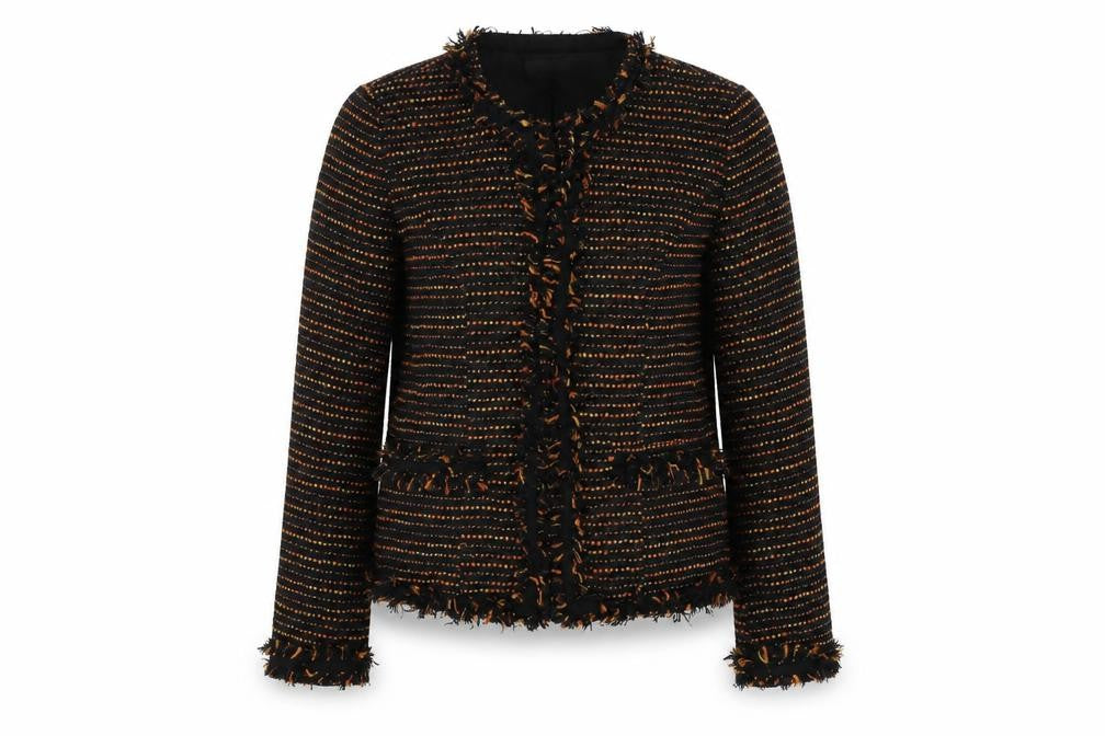 Marks & Spencer Womens Black Striped Jacket Blazer Size 8 Hook & Eye