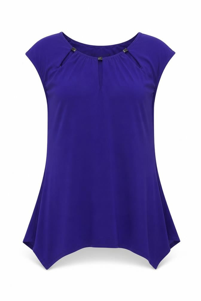 Julien Macdonald Womens Purple Polyester Basic Blouse Size 12 Round Neck - Neckline Detail