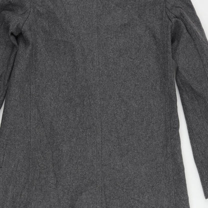 Brand and care label for French Connection women’s grey overcoat coat, size UK 10, button