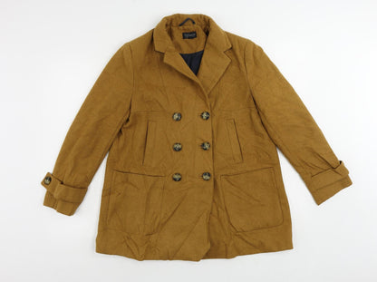 Topshop Womens Yellow Pea Coat Coat Size 10 Button