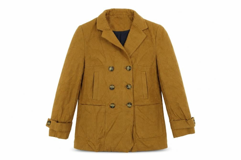 Topshop Womens Yellow Pea Coat Coat Size 10 Button