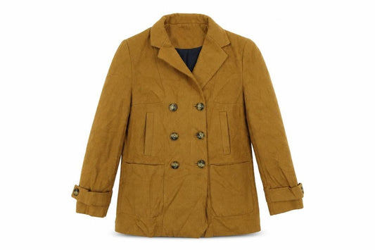 Topshop Womens Yellow Pea Coat Coat Size 10 Button