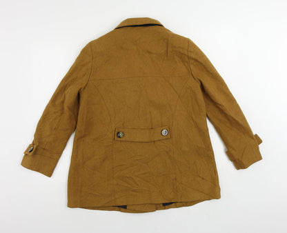 Topshop Womens Yellow Pea Coat Coat Size 10 Button