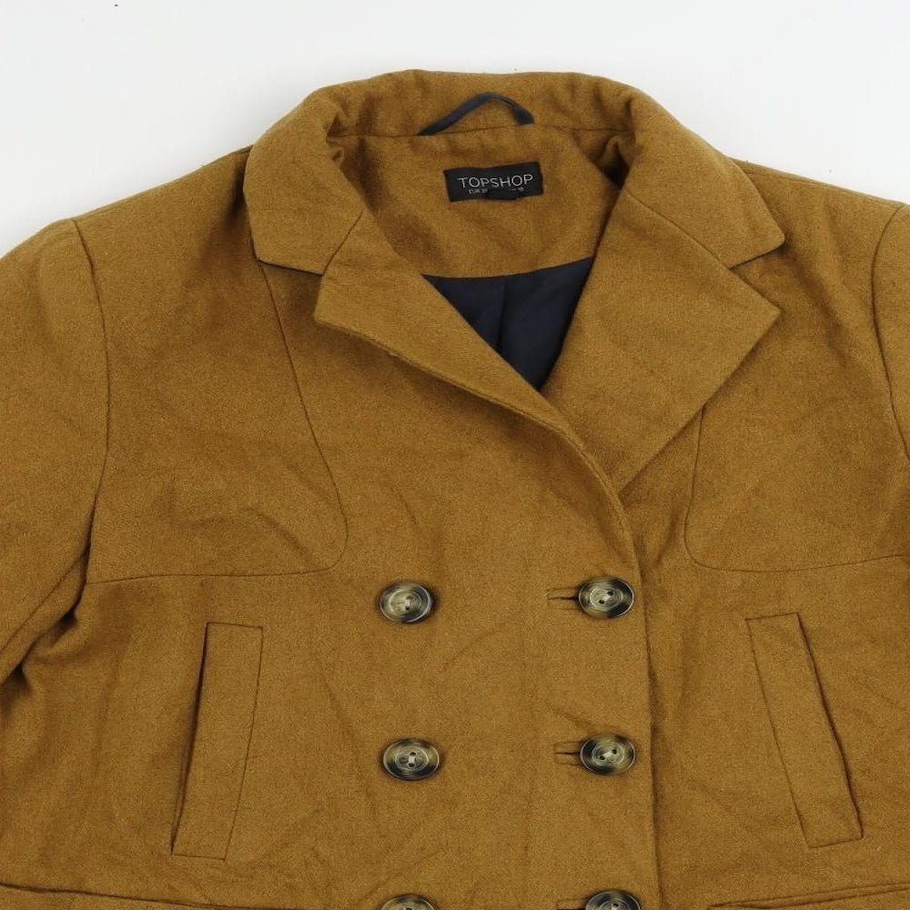 Topshop Womens Yellow Pea Coat Coat Size 10 Button
