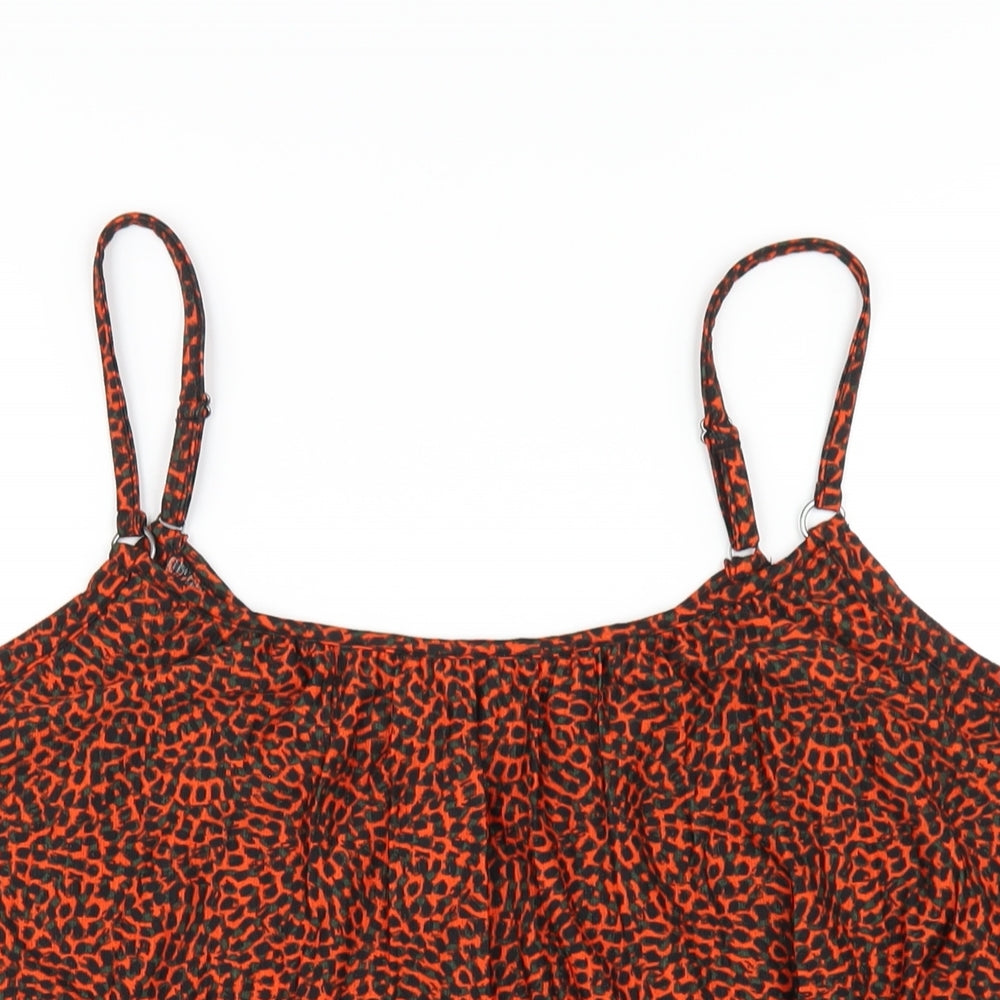 NEXT Womens Orange Geometric Polyester Camisole T-Shirt Size 20 Round Neck