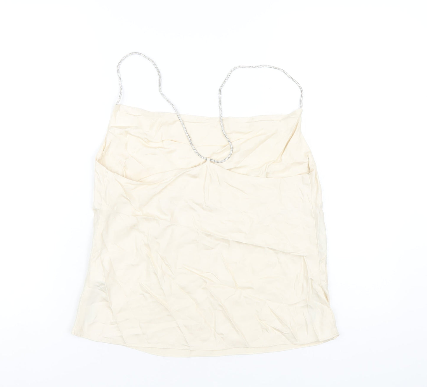 H&M Womens Ivory Viscose Camisole Blouse Size S Cowl Neck