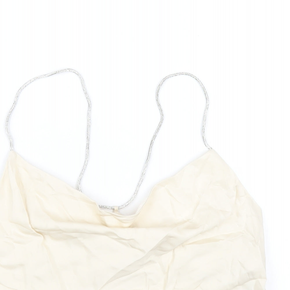 H&M Womens Ivory Viscose Camisole Blouse Size S Cowl Neck
