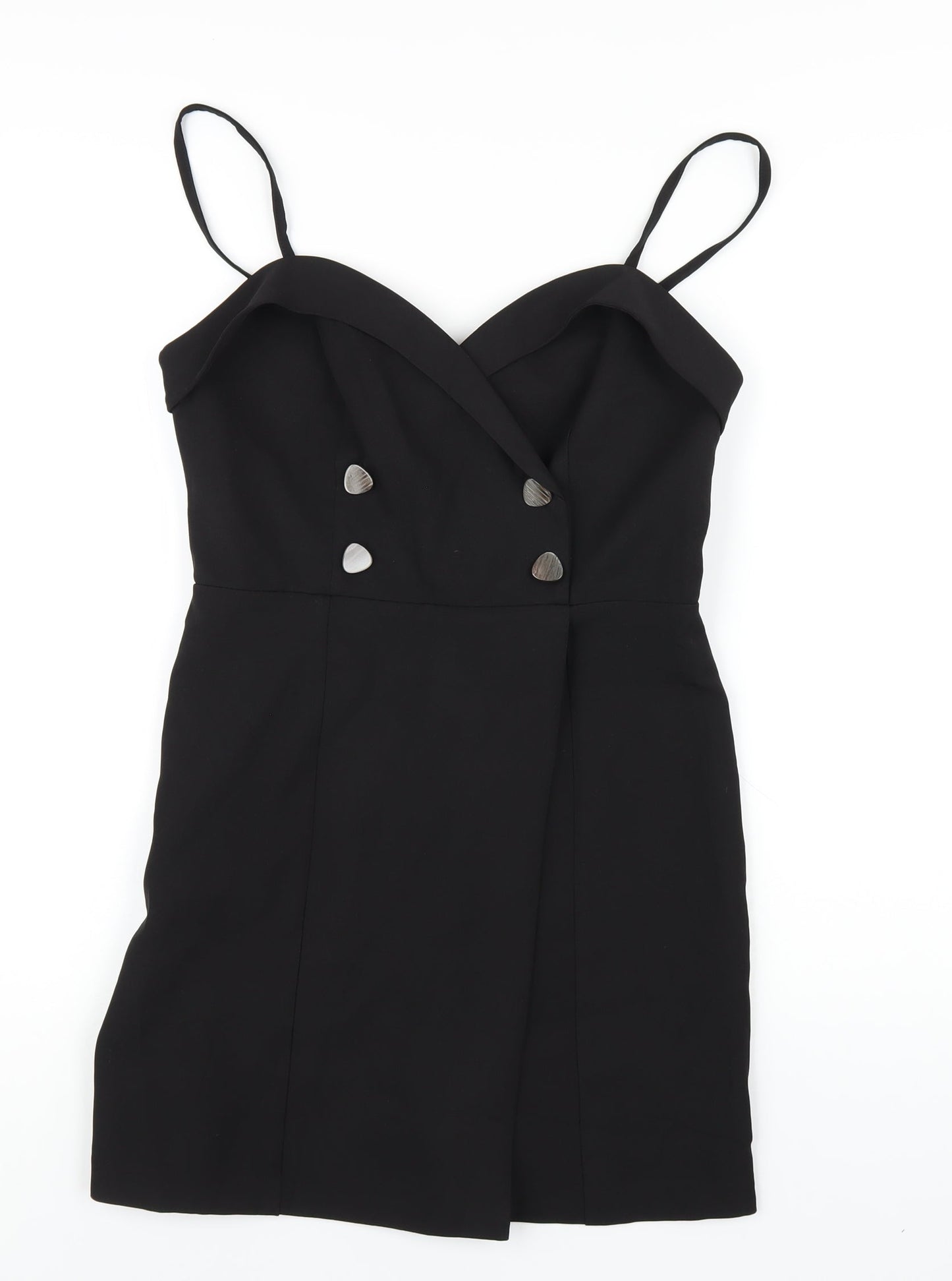 Topshop Womens Black Polyester A-Line Size 10 Sweetheart Zip
