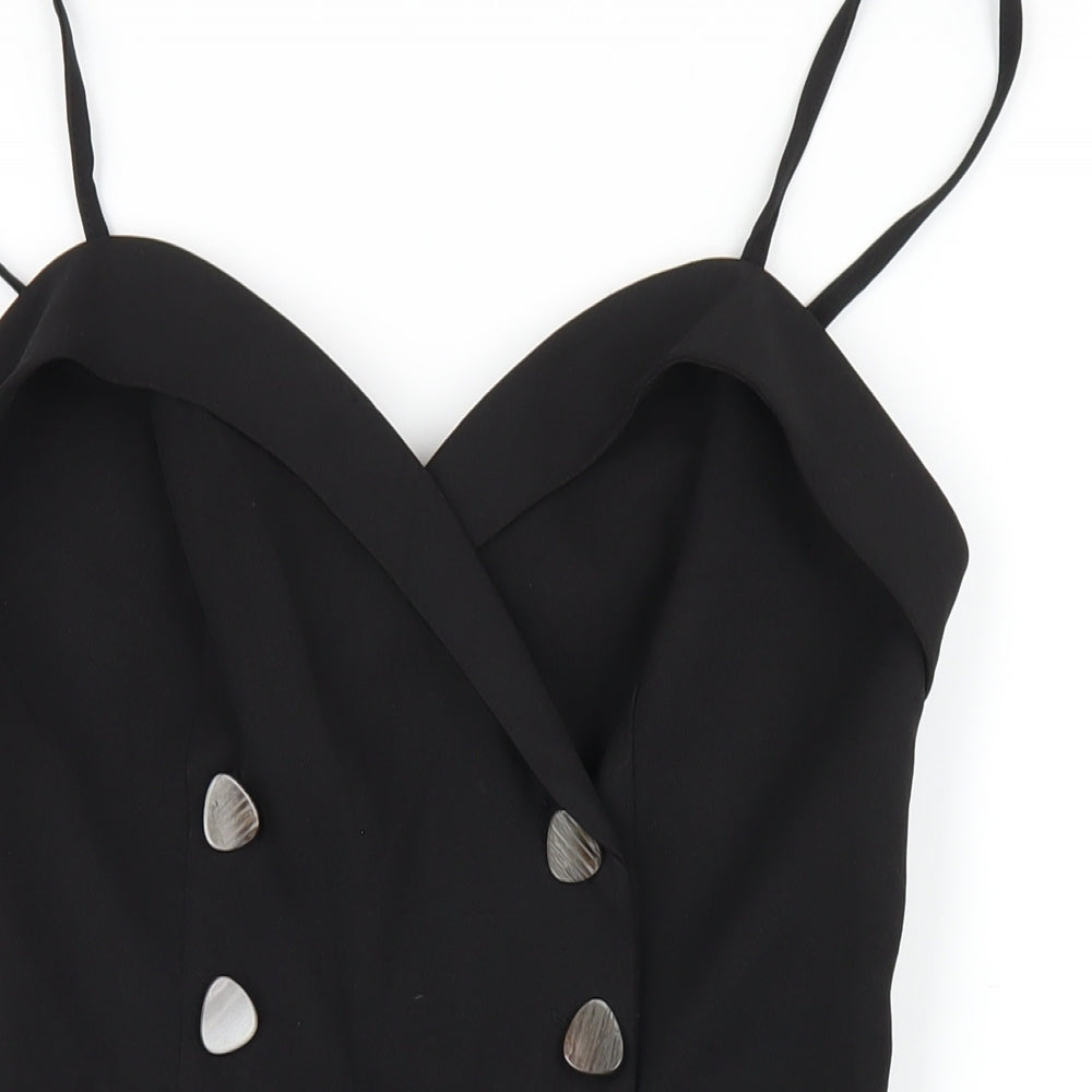 Topshop Womens Black Polyester A-Line Size 10 Sweetheart Zip
