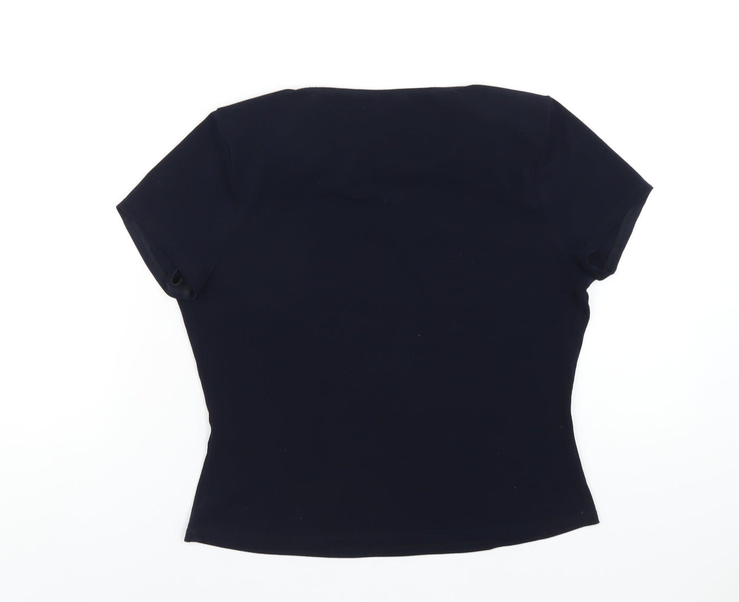 Precis Womens Blue Viscose Basic T-Shirt Size S Cowl Neck