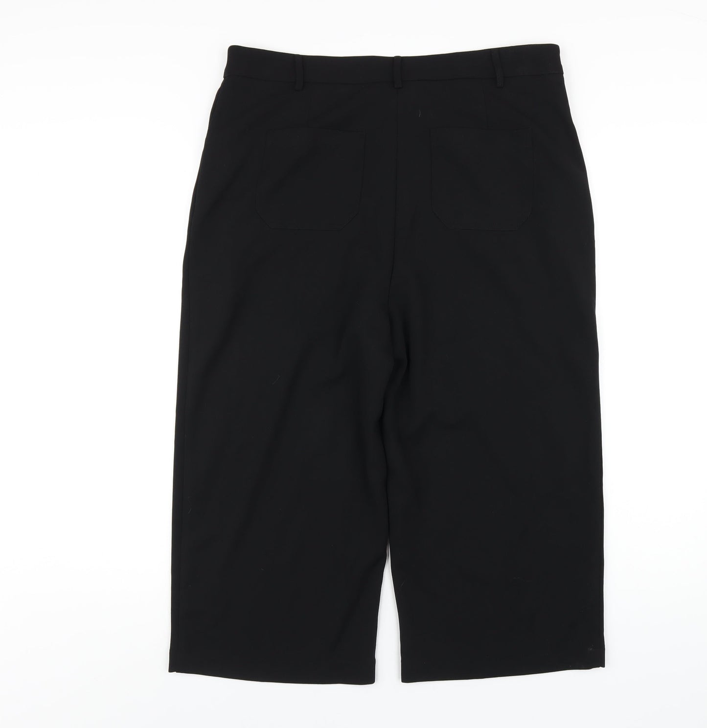 Emreco Womens Black Polyester Capri Trousers Size 14 L20 in Regular Zip