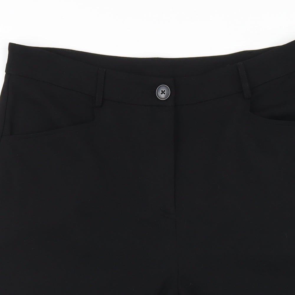 Emreco Womens Black Polyester Capri Trousers Size 14 L20 in Regular Zip