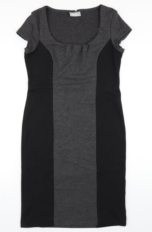 Wallis Womens Black Polyester Bodycon Size 12 Scoop Neck Pullover